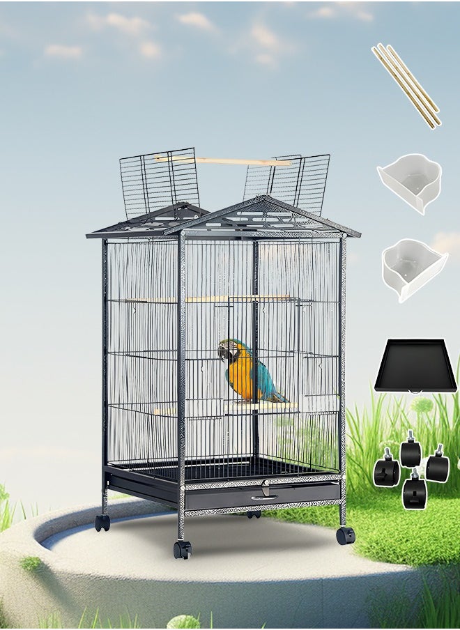 Bird Cage Large Luxury Parrot Cage Portable Bird Carrier Cage with Rolling Stand