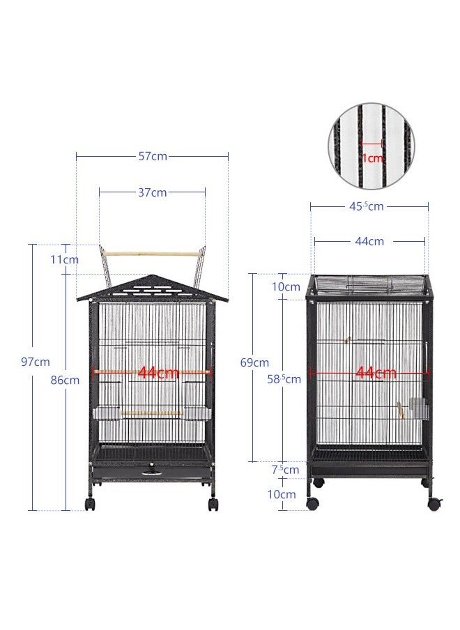 Bird Cage Large Luxury Parrot Cage Portable Bird Carrier Cage with Rolling Stand