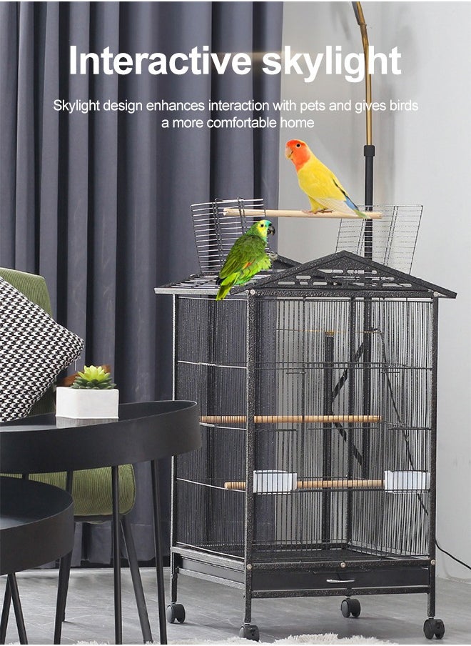 Bird Cage Large Luxury Parrot Cage Portable Bird Carrier Cage with Rolling Stand