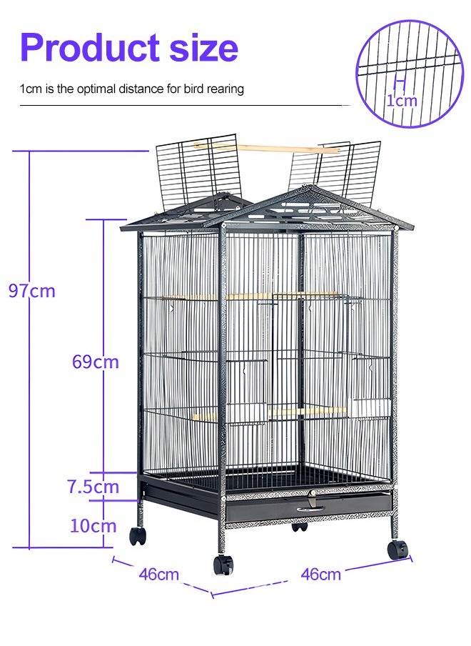 Bird Cage Large Luxury Parrot Cage Portable Bird Carrier Cage with Rolling Stand