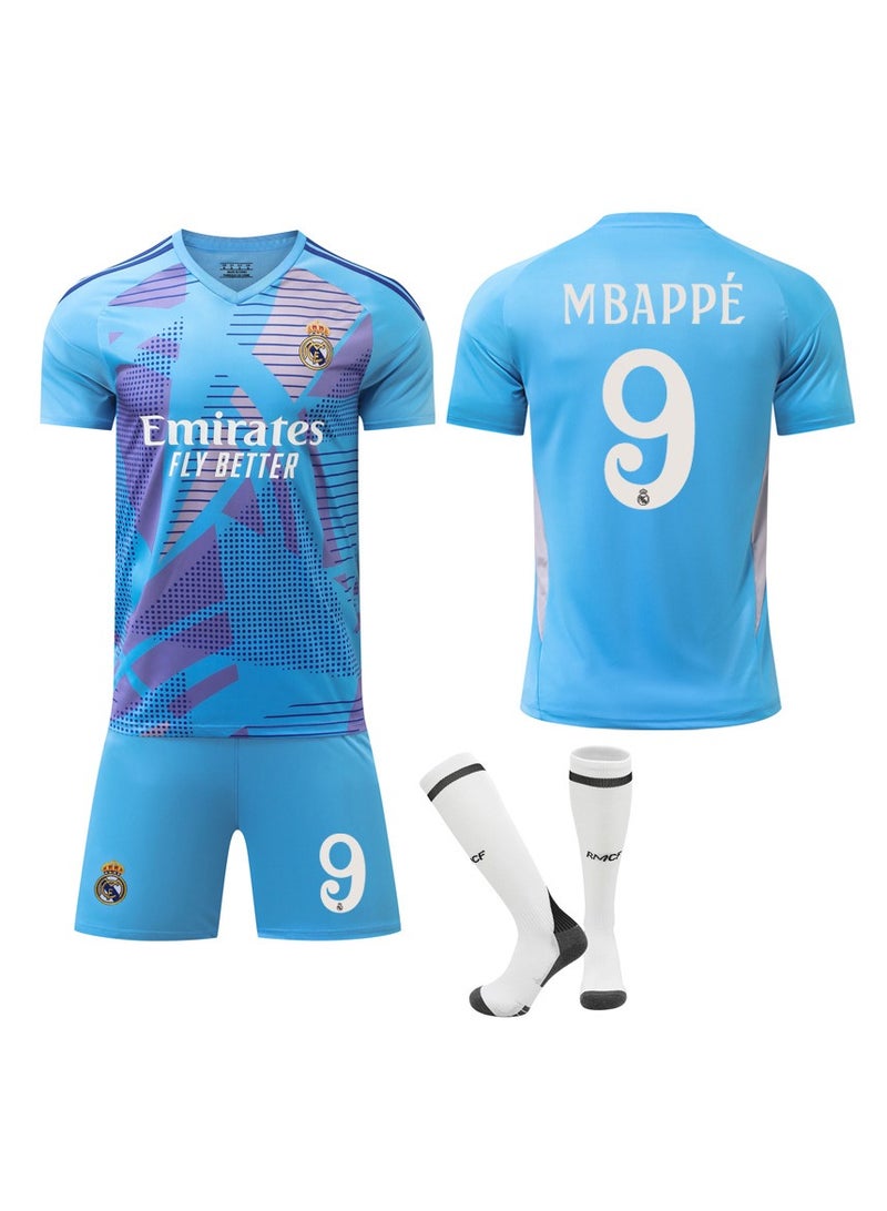 General 2024-2025 Season Soccer Jersey MBAPPE #9 Soccer Jersey/Shorts Socks Gift Set Kids Sizes & Adult Sizes for Fans & Friends  - Image 1