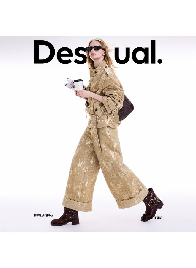 DESIGUAL [موضة إسبانية فاخرة] 25 مجموعة جديدة لخريف/شتاء تصميم جاكار مزخرف بنمط مقلوب للسيدات بنطلونات كاجوال - Image 2