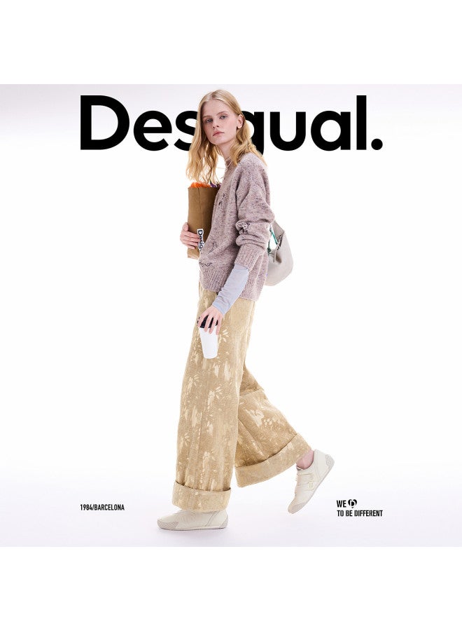 DESIGUAL [موضة إسبانية فاخرة] 25 مجموعة جديدة لخريف/شتاء تصميم جاكار مزخرف بنمط مقلوب للسيدات بنطلونات كاجوال - Image 5