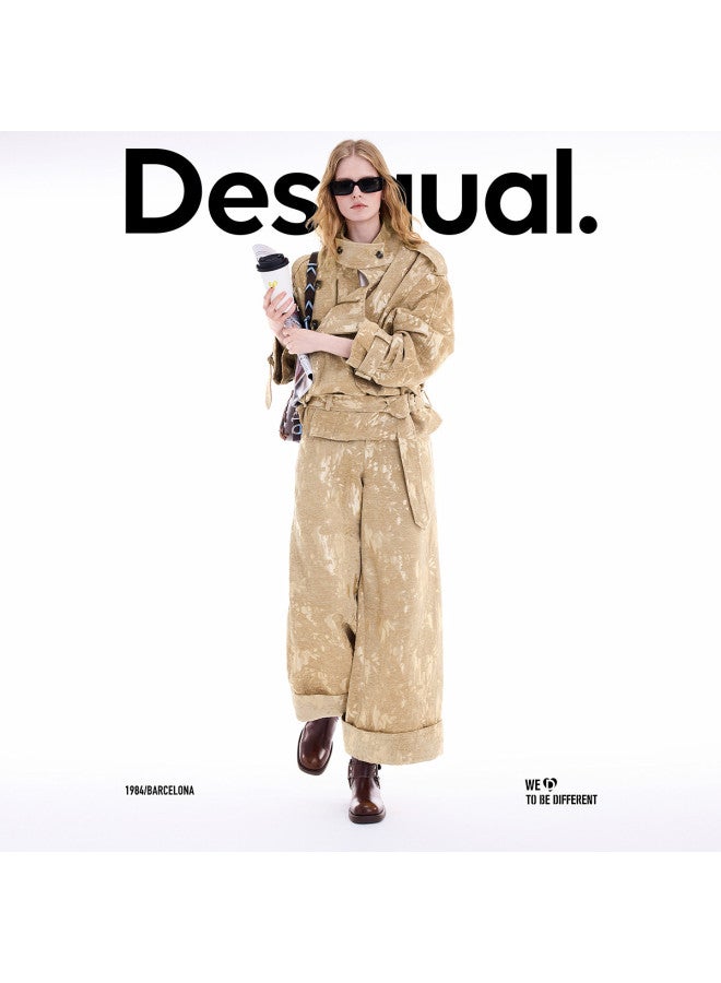 DESIGUAL [موضة إسبانية فاخرة] 25 مجموعة جديدة لخريف/شتاء تصميم جاكار مزخرف بنمط مقلوب للسيدات بنطلونات كاجوال - Image 3