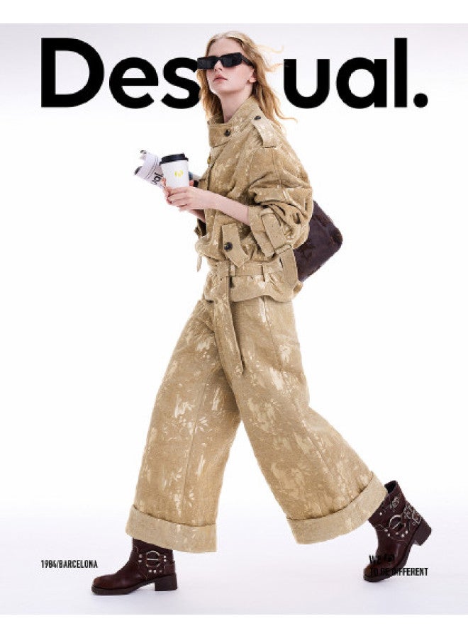 DESIGUAL [موضة إسبانية فاخرة] 25 مجموعة جديدة لخريف/شتاء تصميم جاكار مزخرف بنمط مقلوب للسيدات بنطلونات كاجوال - Image 1