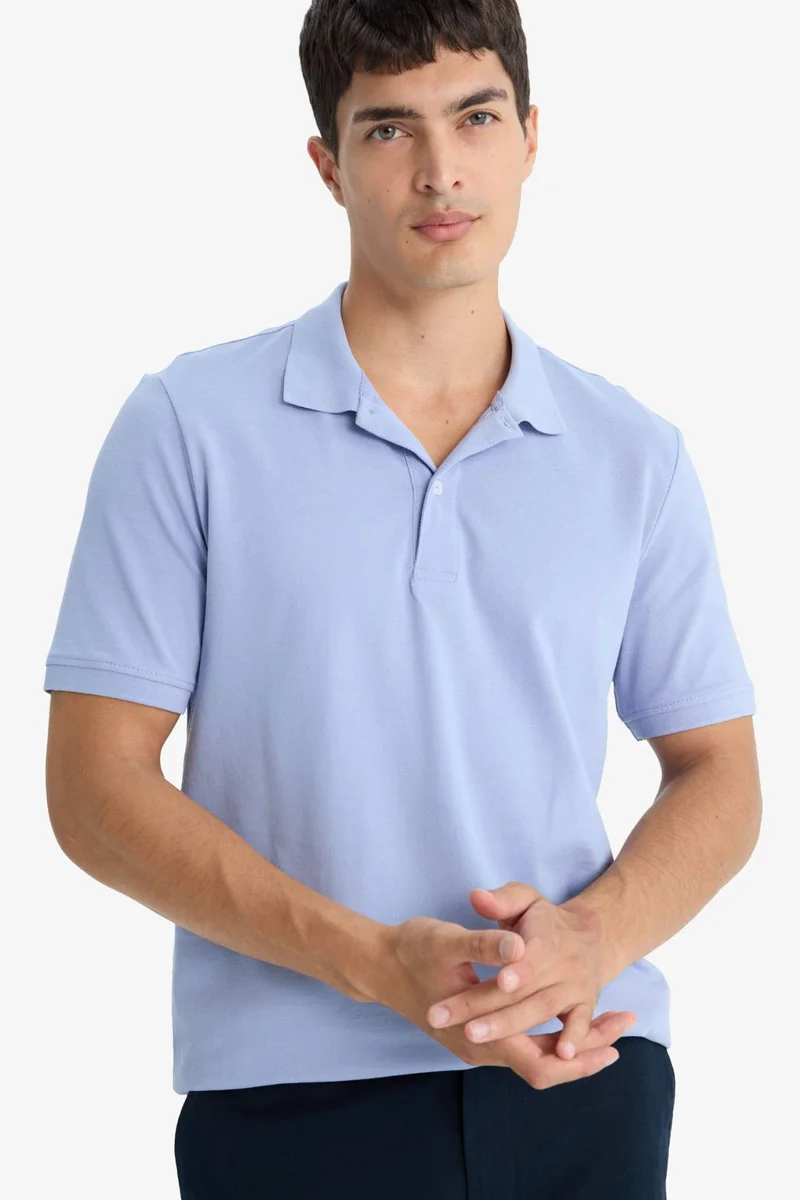 ديفاكتو Regular Fit Polo Collar Pique Short Sleeve Polo T-Shirt