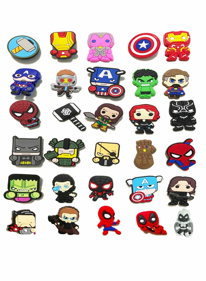 KASTWAVE Shoe Decorations Charm, Anime Superhero Croc Accessories, Wristband Bracelet Girls Boys Party Favors Birthday Gifts, Nurse Shoes Decorations for Adults Women Men, 30 PCS - Image 1