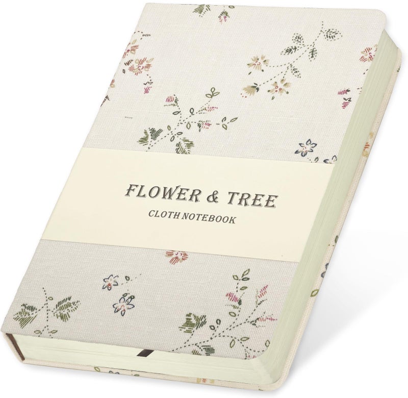 ipoul Floral Linen Notebook, Similar Embroidered, Small, 5x7, B6, Hardcover, Lay Flat, Lined & Unlined Sketchbook, Journal for Women,White - Image 1
