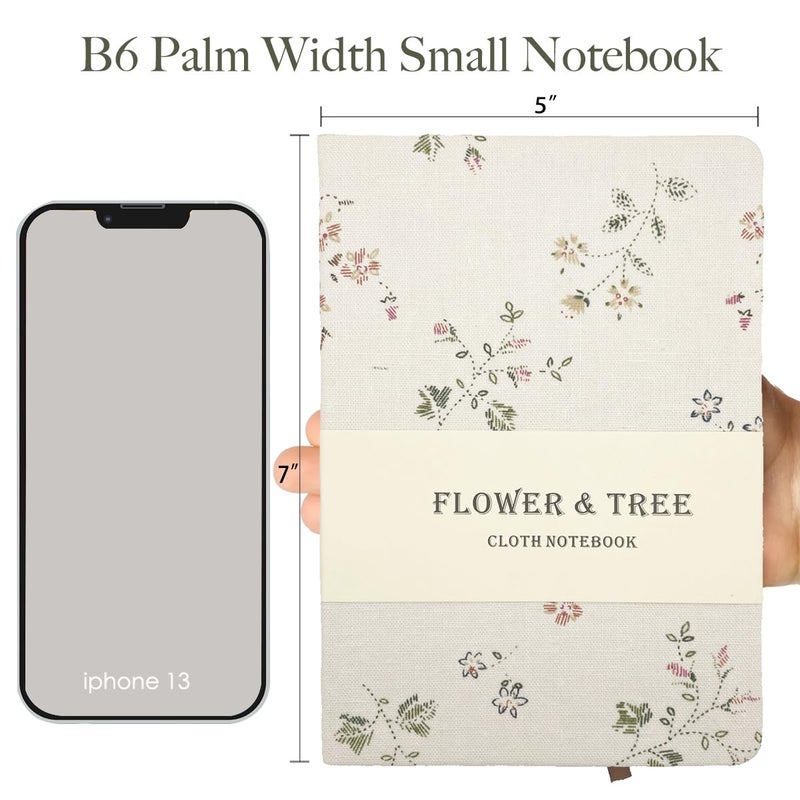 ipoul Floral Linen Notebook, Similar Embroidered, Small, 5x7, B6, Hardcover, Lay Flat, Lined & Unlined Sketchbook, Journal for Women,White - Image 3
