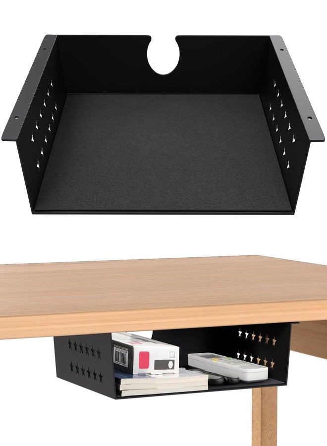 MOLIGOU Under Desk Storage Shelf, Under Desk Tray with Stick-On Felt Pad, Screw Mount Under Table Hidden Storage for Home Office, Kitchen Cabinet - Image 1