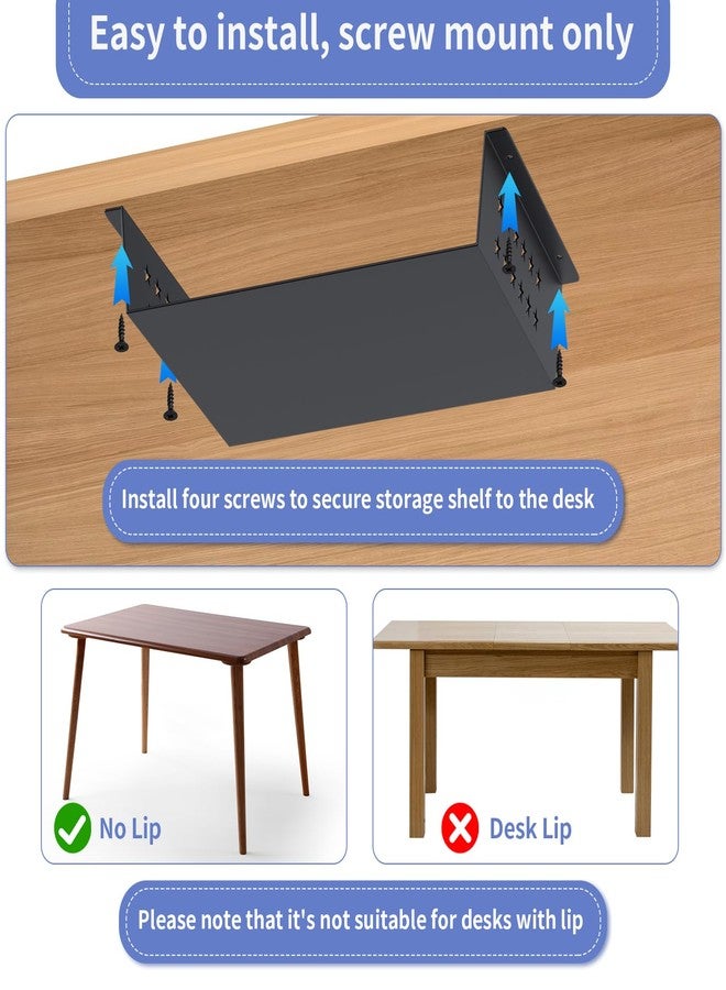 MOLIGOU Under Desk Storage Shelf, Under Desk Tray with Stick-On Felt Pad, Screw Mount Under Table Hidden Storage for Home Office, Kitchen Cabinet - Image 4