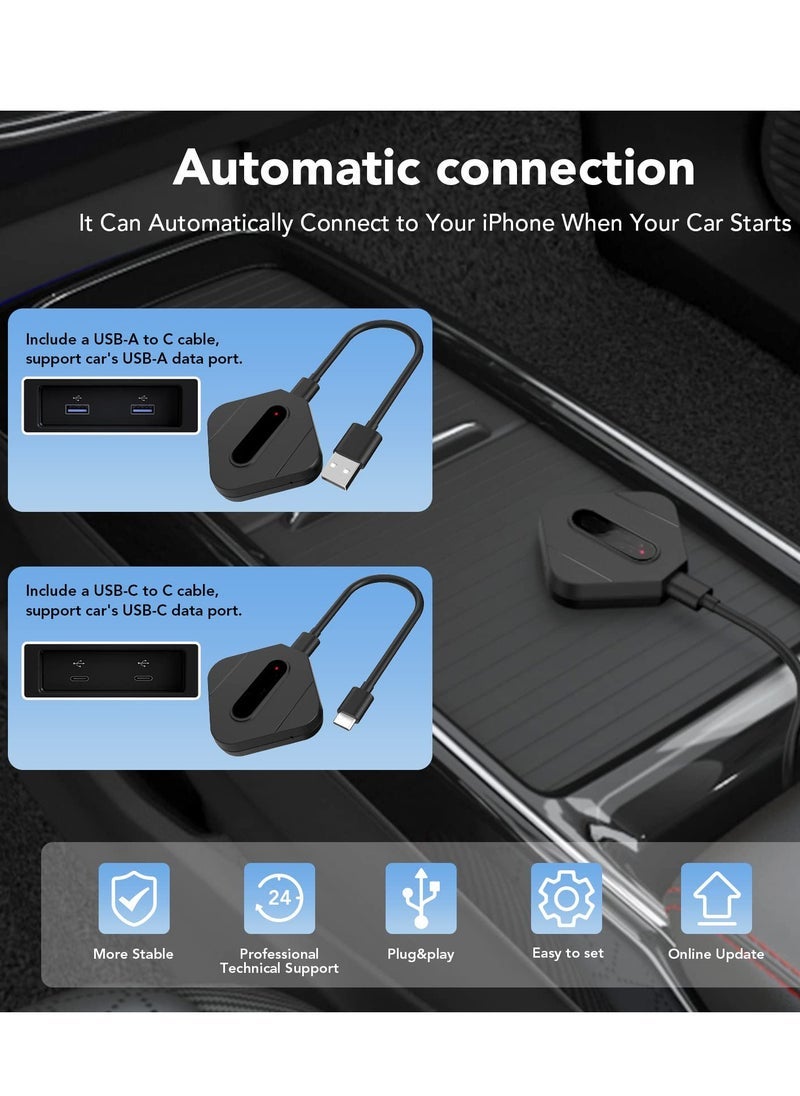 SYOSI 2023 Upgrade Carplay Wireless Adapter, Wireless Carplay Adapter Dongle for iPhone, Carplay Adapter Bluetooth 5.8GHz WiFi, Wireless CarPlay Dongle Adapter Supports iOS 10-16 Plug & Play - Image 2