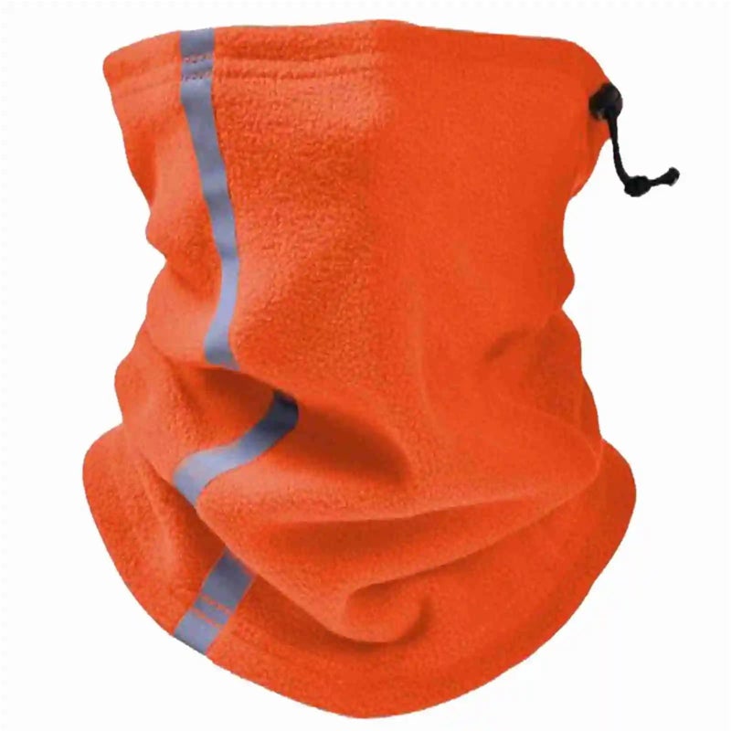 Orange Winter Fleece Neck Warmer Reflective Ski Gaiter Windproof One Size - Image 2
