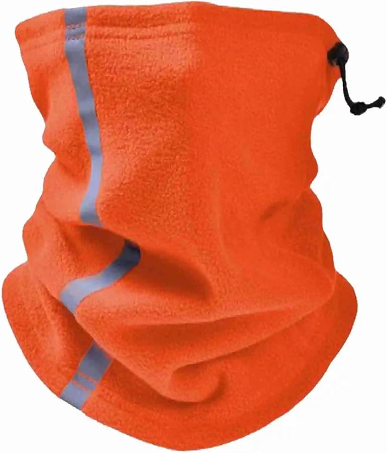 Orange Winter Fleece Neck Warmer Reflective Ski Gaiter Windproof One Size - Image 1