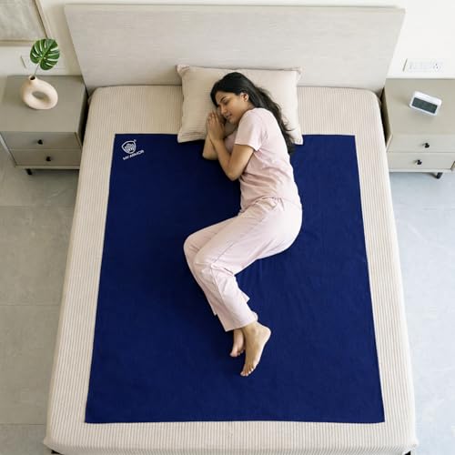 MY ARMOR Rubber Sheet for Bed Adult, Waterproof Mat for Bed Wetting, Quick Drying and Absorbing Baby Sheet - Extra -Large Size - 140x200 cm, Pack of 1, Royal Blue - Image 1