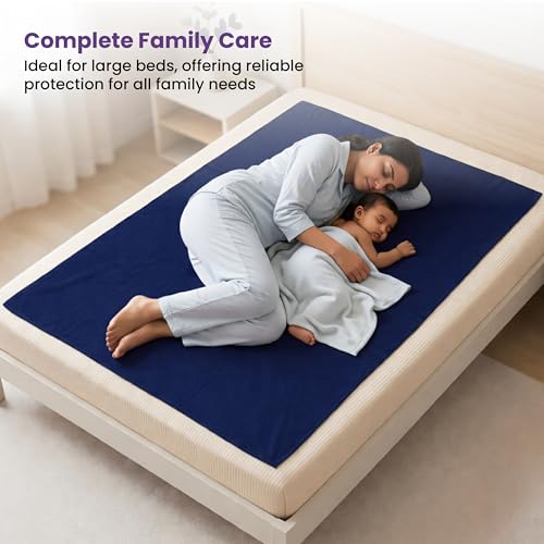 MY ARMOR Rubber Sheet for Bed Adult, Waterproof Mat for Bed Wetting, Quick Drying and Absorbing Baby Sheet - Extra -Large Size - 140x200 cm, Pack of 1, Royal Blue - Image 3