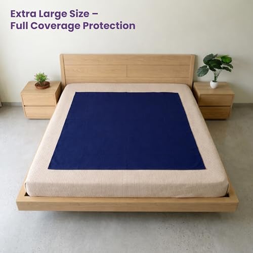 MY ARMOR Rubber Sheet for Bed Adult, Waterproof Mat for Bed Wetting, Quick Drying and Absorbing Baby Sheet - Extra -Large Size - 140x200 cm, Pack of 1, Royal Blue - Image 2