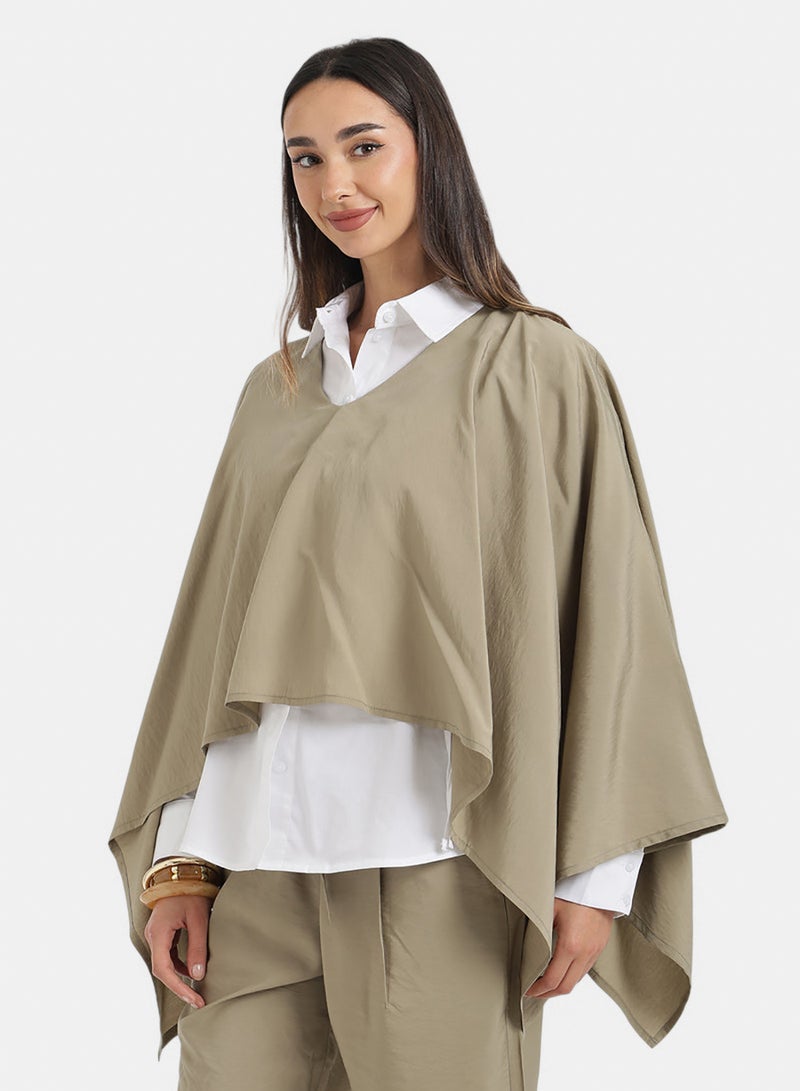 Carina V-Neck Asymmetrical Poncho - Image 3