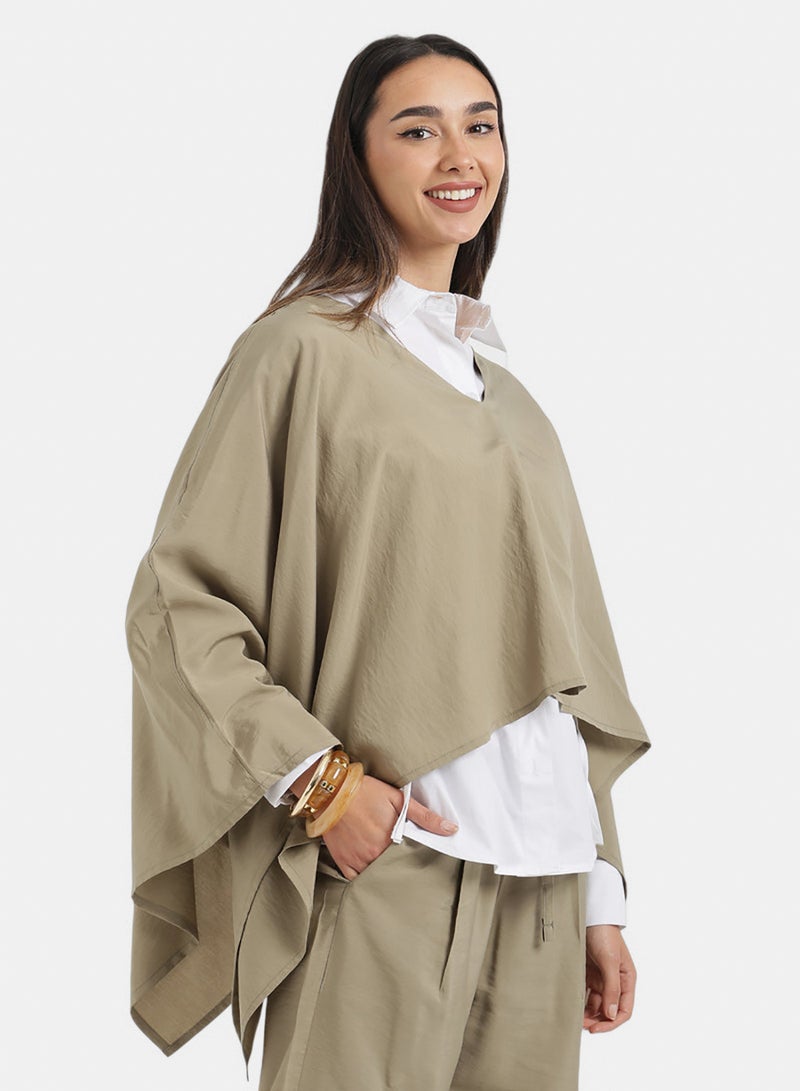 Carina V-Neck Asymmetrical Poncho - Image 2