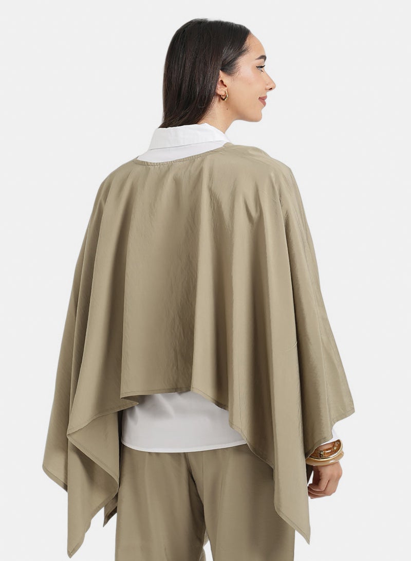 Carina V-Neck Asymmetrical Poncho - Image 4