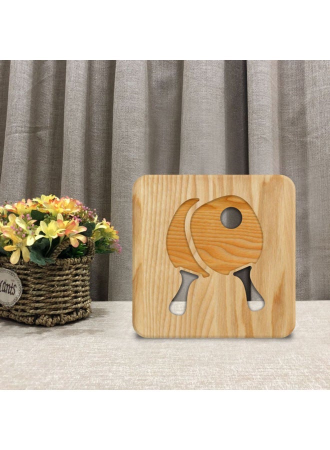 NIBEMINENT Solid Wooden Table Lamp Brown 19x19cm - Image 3