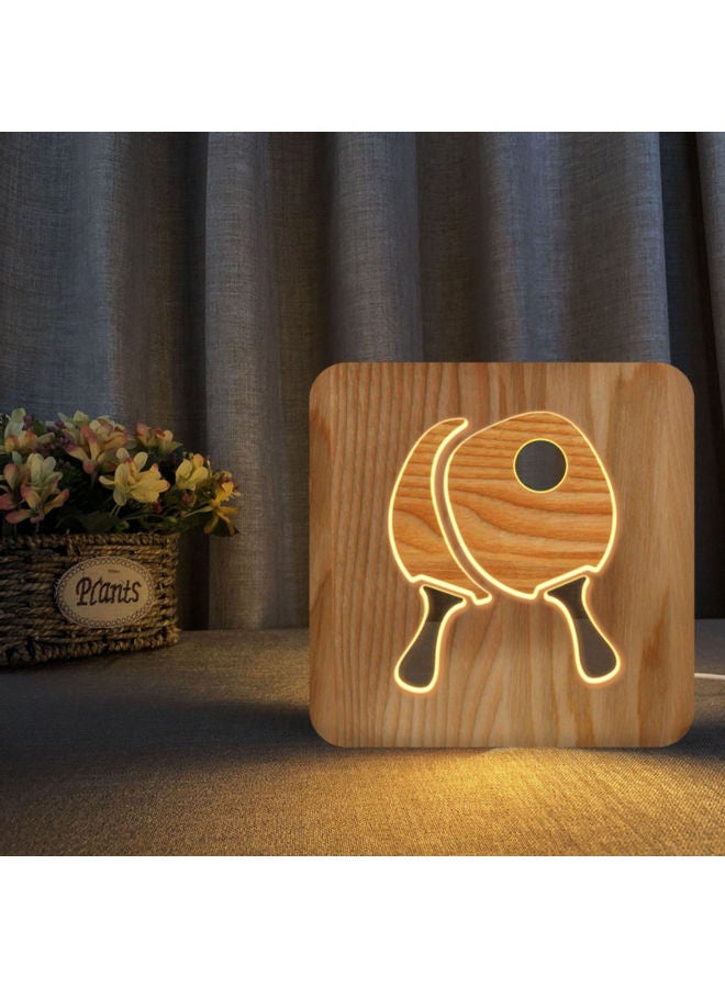 NIBEMINENT Solid Wooden Table Lamp Brown 19x19cm - Image 5