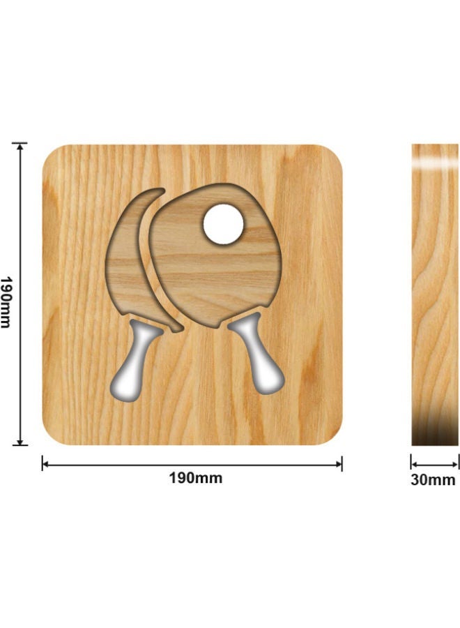 NIBEMINENT Solid Wooden Table Lamp Brown 19x19cm - Image 2