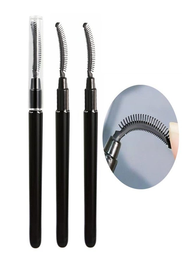 BYVUTE Eyelash Comb, Lashes Brush Separator Mascara Brush Eyelashes Definer Lash Separating Cosmetic Tool Silicone Comb, With Dust Cover, 3 Pcs, Black (3 Black) - Image 1