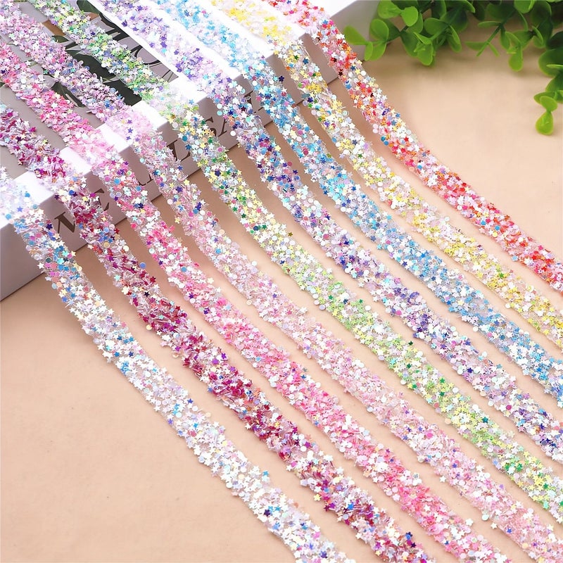 1 Yard Light Pink Shimmering Sequins Self Adhesive Rhinestone Strip for Crafts Jewelry Clothing Shoe Packaging Decoration - Image 1