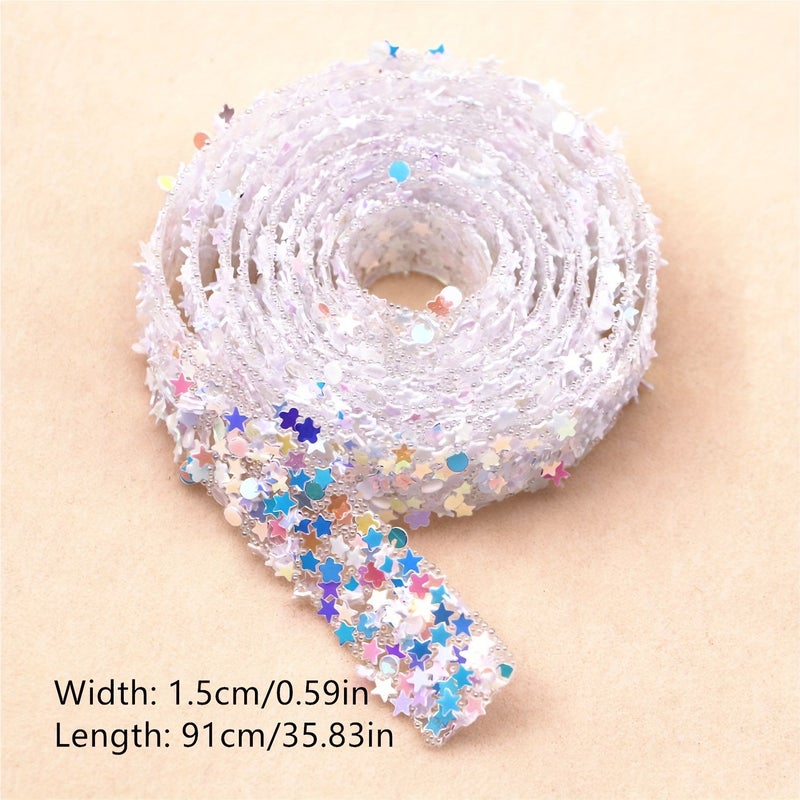 1 Yard Light Pink Shimmering Sequins Self Adhesive Rhinestone Strip for Crafts Jewelry Clothing Shoe Packaging Decoration - Image 3