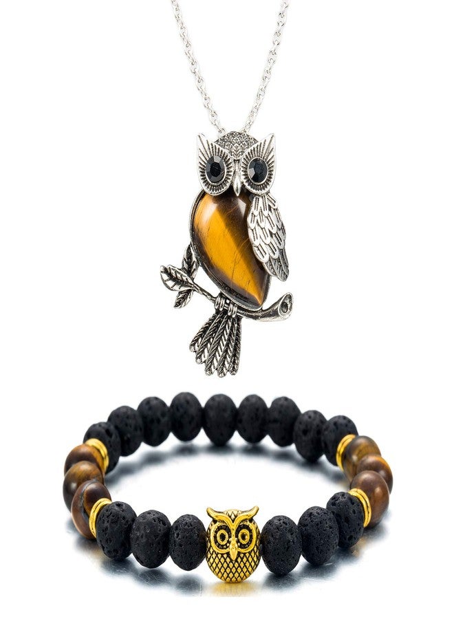 Softones Owl Healing Crystals Necklace & Bracelet Set - Reiki Spiritual Energy Gemstone Gifts for Women with Gift Box - Image 2