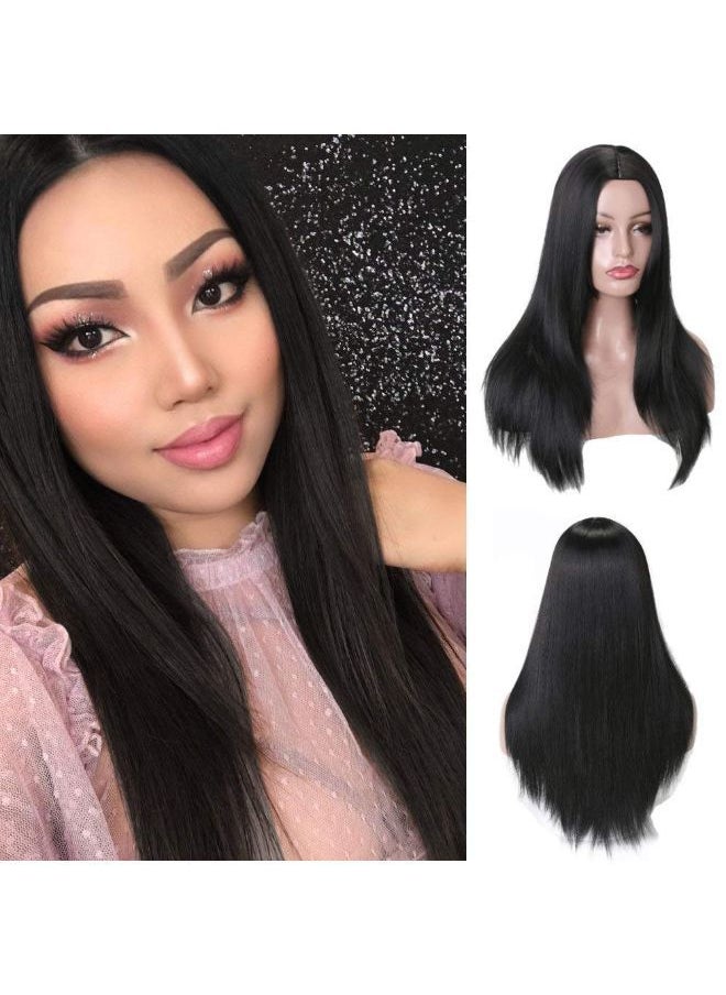 Foreign Holics - Synthetic Straight Full Head Women Wig Heat Resistant 24 Inches Long Free Wig Cap (Straight) - Image 1