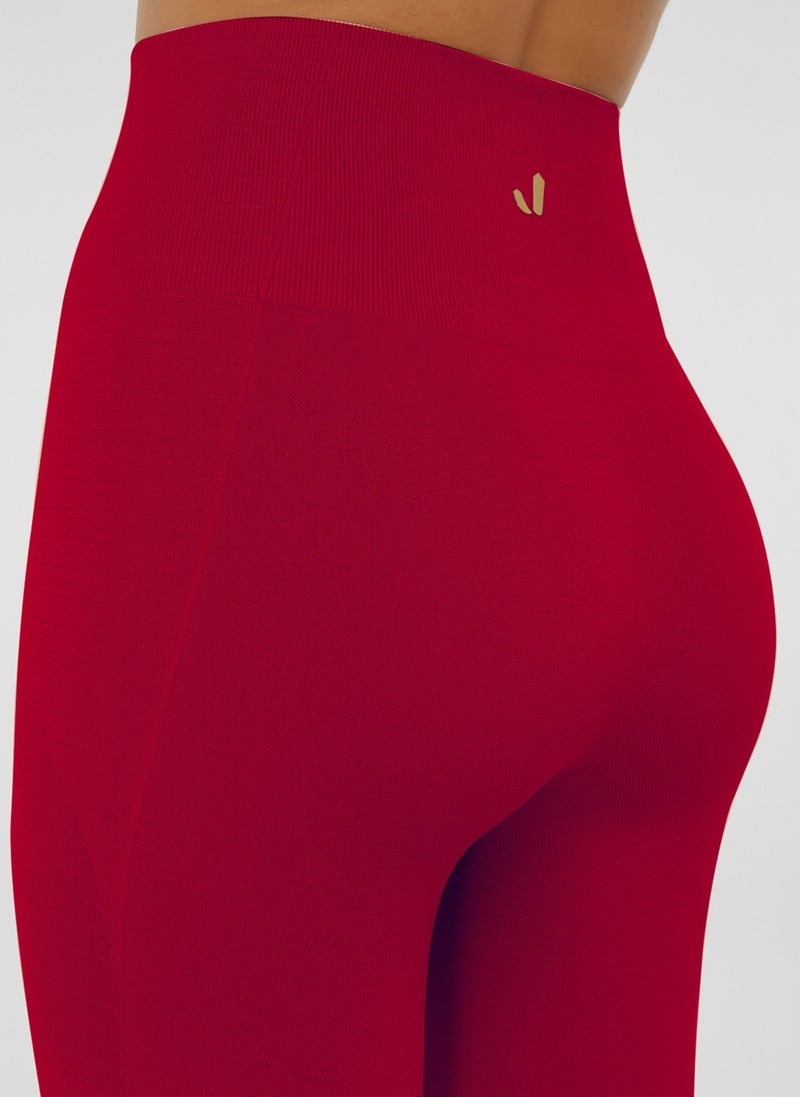Jerf Gela High Waist, Flexible and Gathering Sports Leggings Red  - Image 3