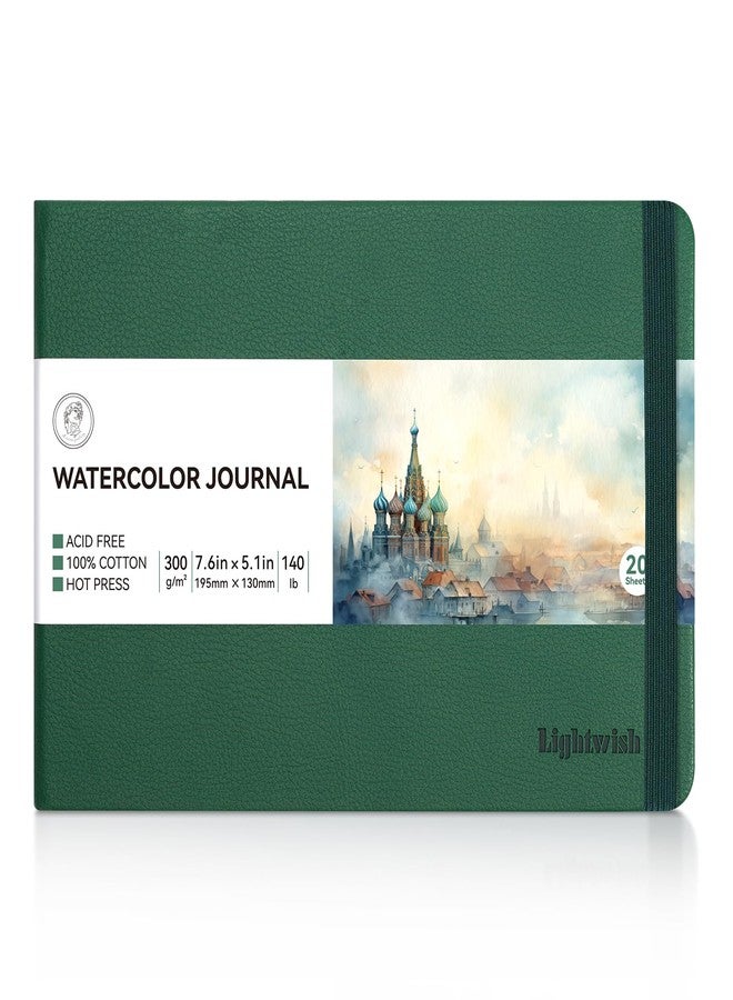Lightwish Watercolor Journal, 100% Cotton Hot Press Art Supplies Watercolor Paper7.6” x 5.1”, 20 Sheets (140lb/300gsm), Acid-Free for Watercolors, Gouache, Acrylics - Image 1