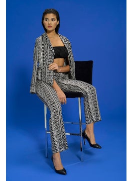 for you in&out 7-Piece Viscose Both Inside and Outside Asymmetrical Pattern Black Pajama Set S27408  - Image 5