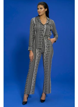 for you in&out 7-Piece Viscose Both Inside and Outside Asymmetrical Pattern Black Pajama Set S27408  - Image 4
