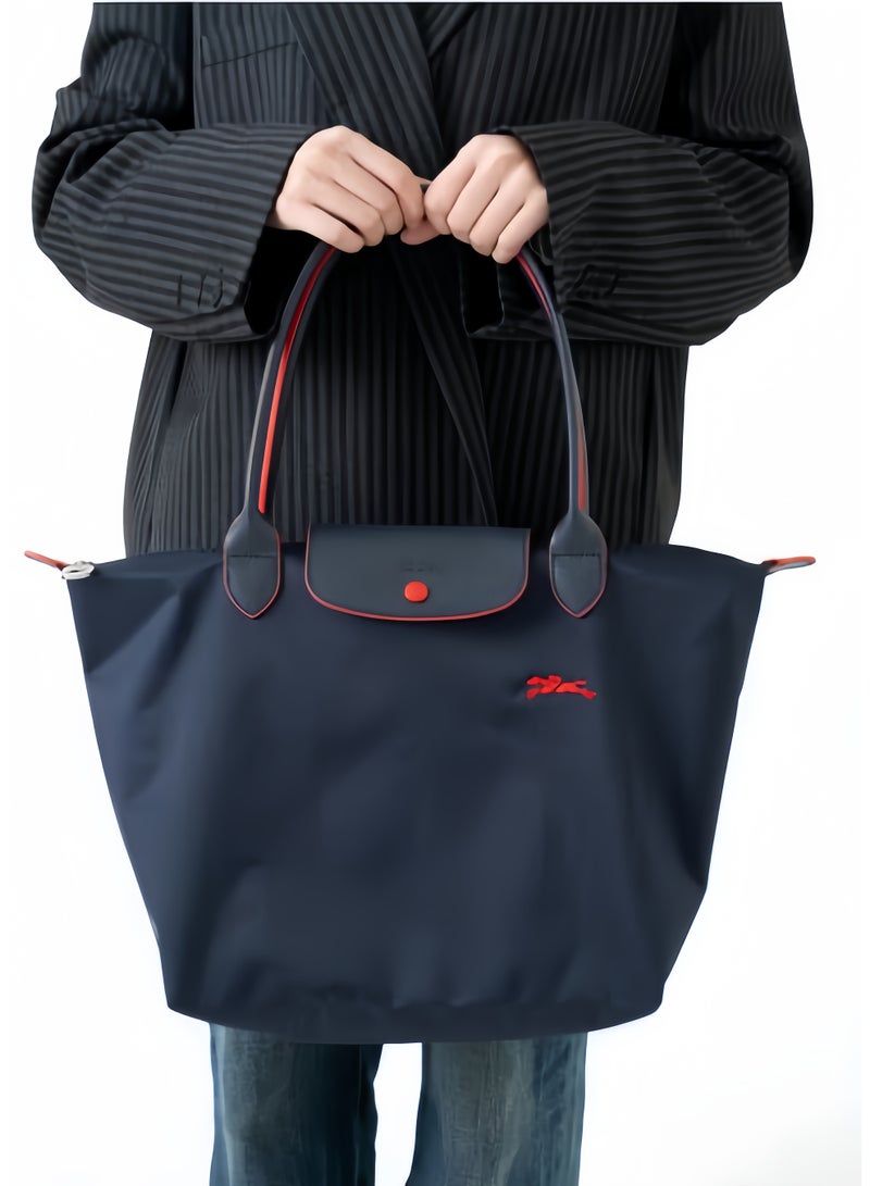 Longchamp Le Pliage Medium Navy Blue Shoulder Strap Women's 70th Anniversary Fashionable and Versatile Medium Cosmetic Bag, Handbag, Shoulder Bag - Image 2