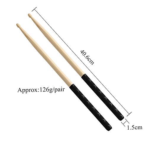 Musfunny Drumsticks ANTI-SLIP Handles for Drum Set, Wooden 5A Drum Sticks Exercise for Adults Musical Instrument Percussion Accessories - Image 5