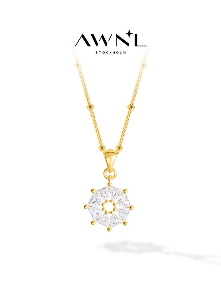AWNL - AWNL Women's Necklace With CZ Diamond Sterling Silver Cardamom Flower Pendant Gift for Women Wife Girlfriend - Image 1