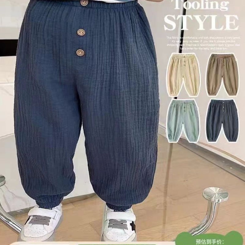 Panda Baby Pants Casual Woven Anti-Mosquito Pants Summer Clothes For Boys And Girls Baby Summer Gauze Cotton - Image 2