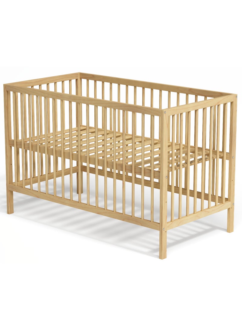 MEICI BABY سرير طفلي طبيعي خشبي، سرير أطفال، سرير قابل للتحويل، 3 وضعيات أساسية للسرير القابلة للتعديل، تصميم سكاندنافي (بدون فراش) - Image 1