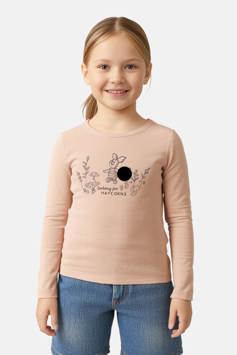 Sinsay Disney x Sinsay Toddlers Girl Crew Neck Long Sleeve Top, Tan - Image 1