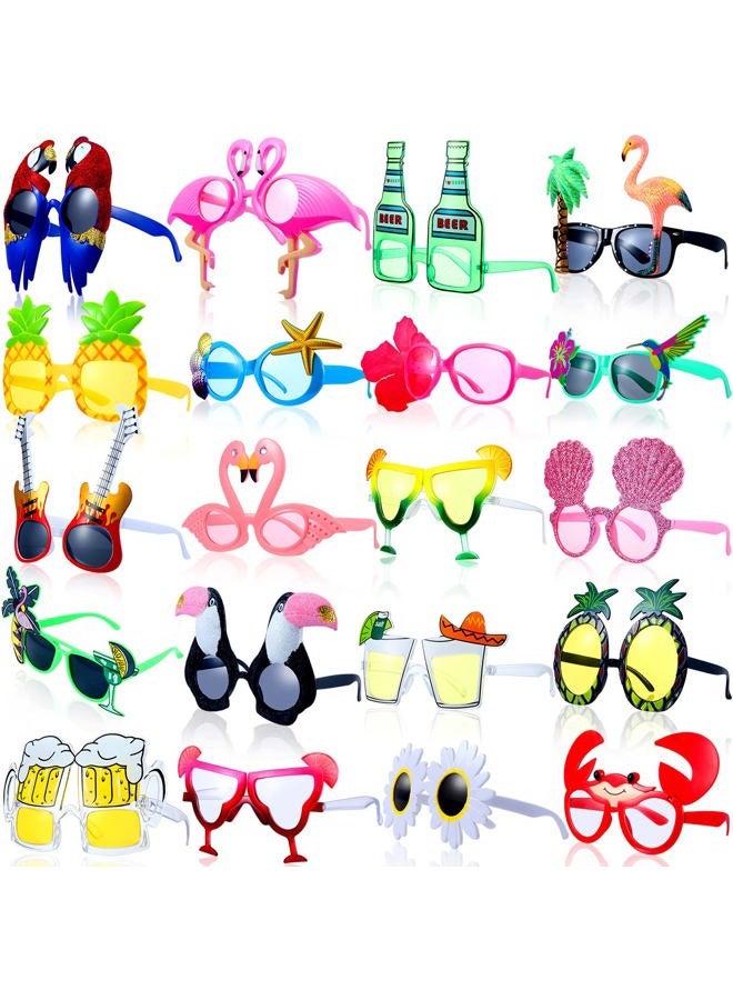 Weewooday 20 Pairs Novelty Luau Party Sunglasses Fun Hawaiian Sunglasses Beach Party Decorations Crazy Sunglasses Tropical Fancy Dress Props Summer Kids Party Favors for Kids & Adults - Image 1