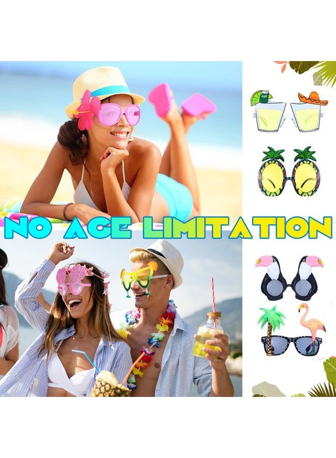 Weewooday 20 Pairs Novelty Luau Party Sunglasses Fun Hawaiian Sunglasses Beach Party Decorations Crazy Sunglasses Tropical Fancy Dress Props Summer Kids Party Favors for Kids & Adults - Image 2