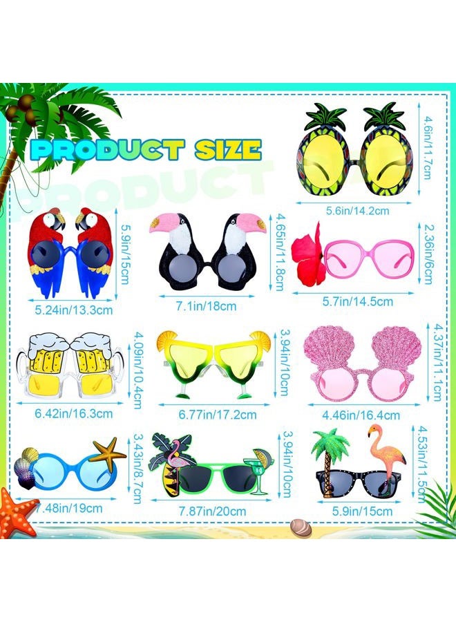 Weewooday 20 Pairs Novelty Luau Party Sunglasses Fun Hawaiian Sunglasses Beach Party Decorations Crazy Sunglasses Tropical Fancy Dress Props Summer Kids Party Favors for Kids & Adults - Image 3