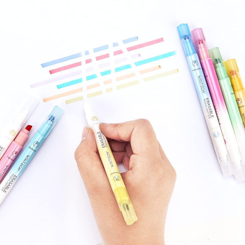 WRITECH Erasable Highlighters Chisel Tip, Smooth Writing No Bleed Double Head Highlighter for Highlighting and Marking, Assorted Colors, 12 Count - Image 5