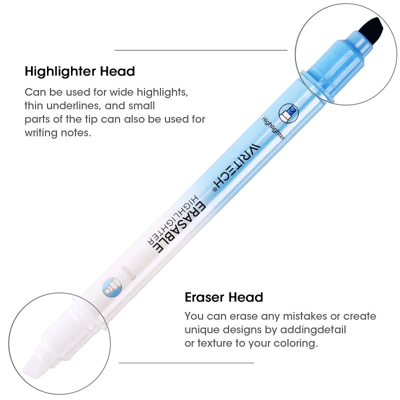 WRITECH Erasable Highlighters Chisel Tip, Smooth Writing No Bleed Double Head Highlighter for Highlighting and Marking, Assorted Colors, 12 Count - Image 2