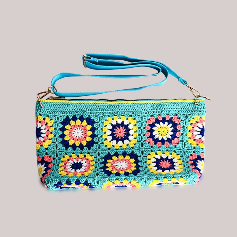 Handmade Crochet Bag, Lazy Style Grandmother Woven Bag, Ethnic Cute Casual Handbag, Niche Bucket Bag - Image 4