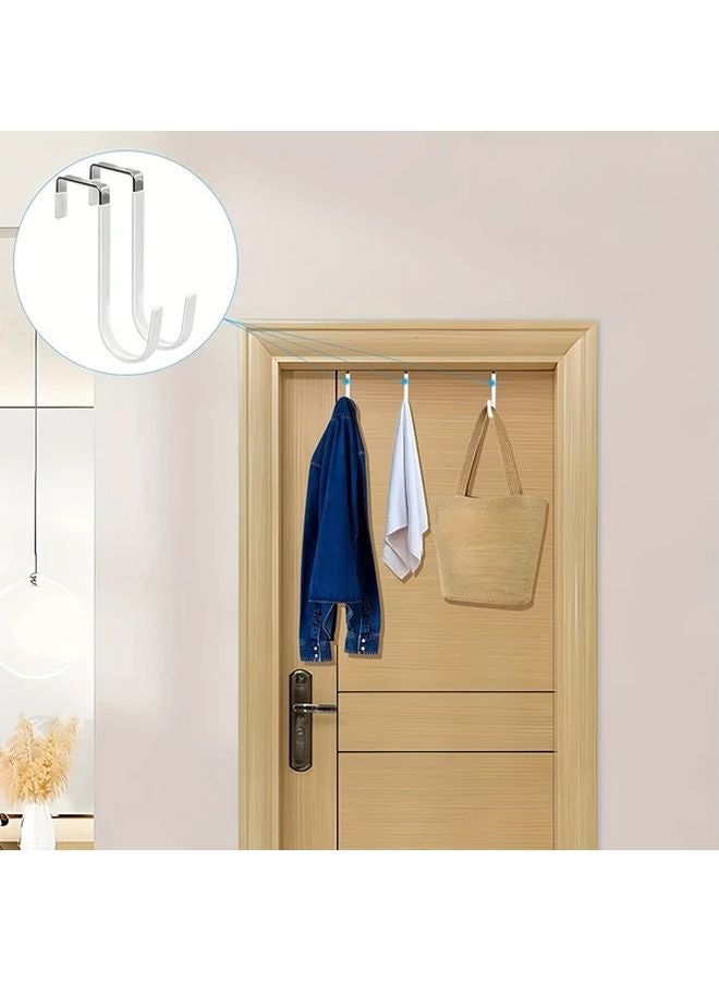 4 Pack White Door Hanger Hooks With Rubber Heavy Duty For Hanging Clothes Towels - Image 5