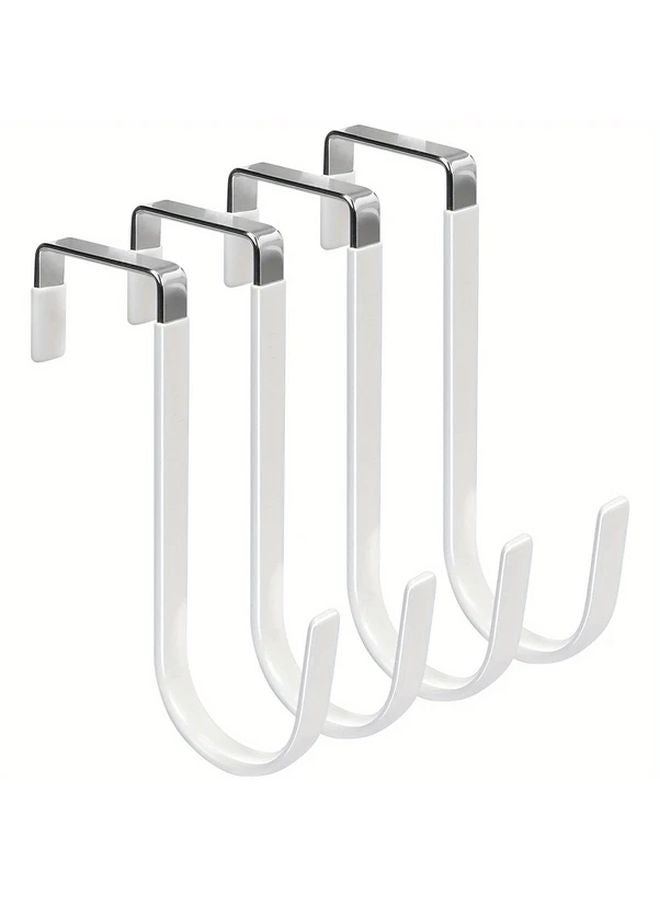 4 Pack White Door Hanger Hooks With Rubber Heavy Duty For Hanging Clothes Towels - Image 1